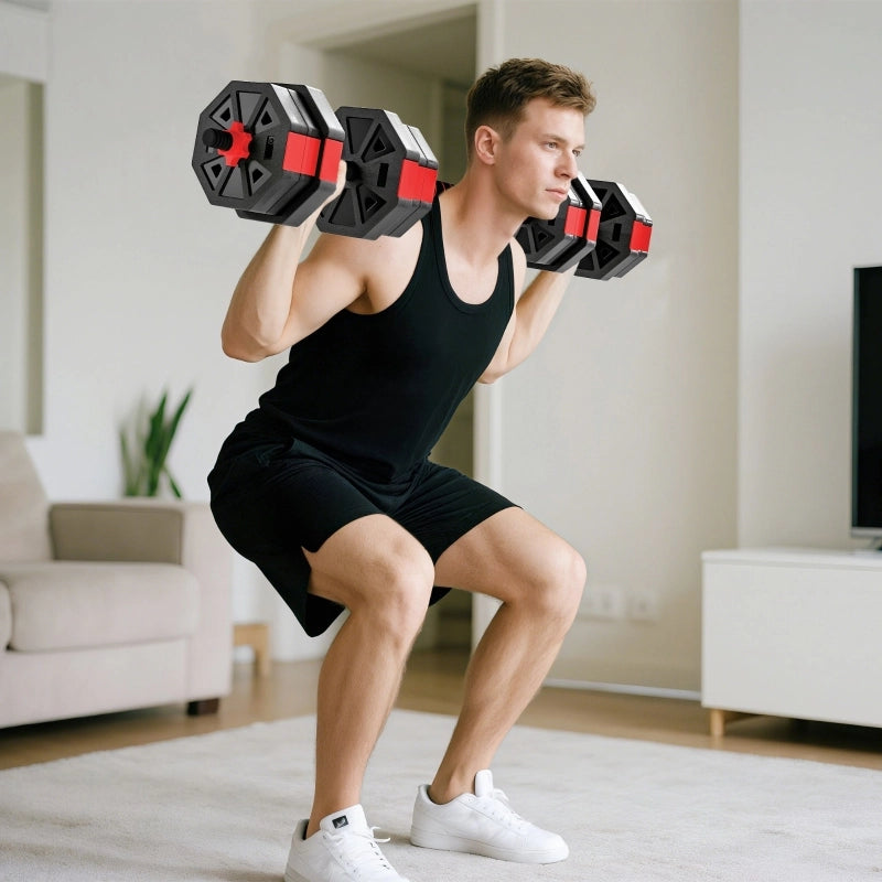 Set di manubri 4 in 1: manubri e bilancieri regolabili da 20 kg per l'allenamento di forza a casa