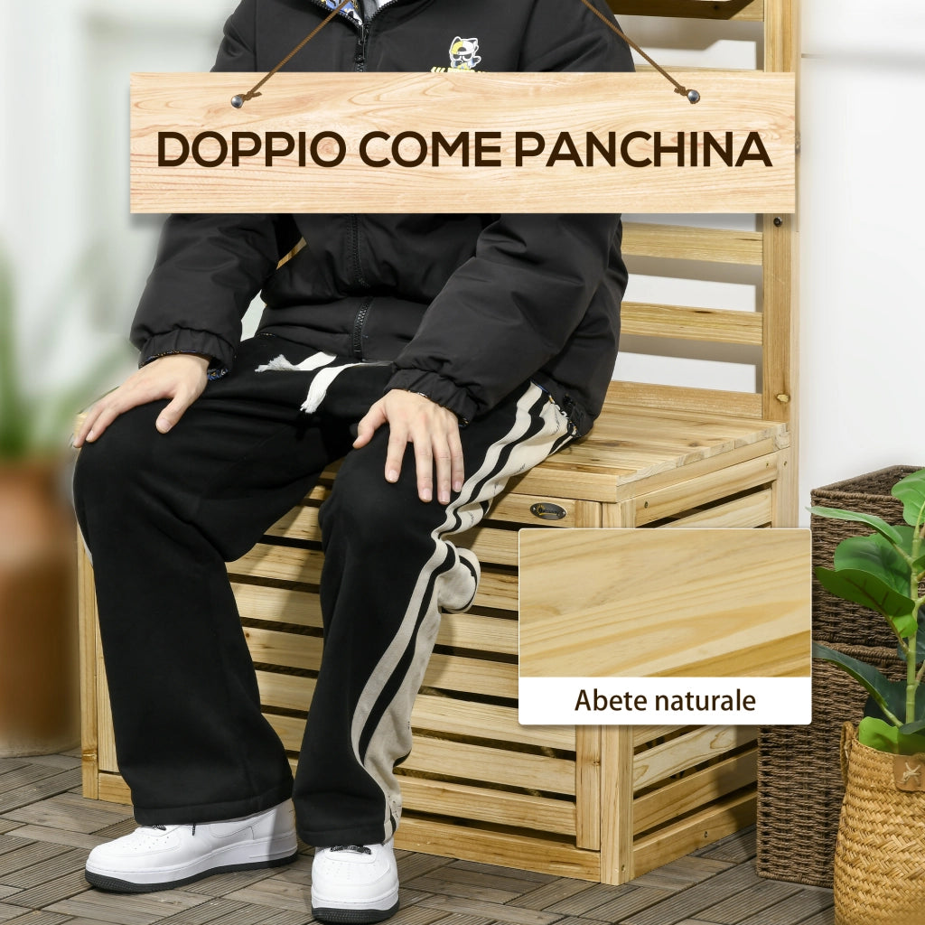 Cassapanca da Giardino con Ripiani ¨C Zephmum ¨C Legno 80x45x160 cm