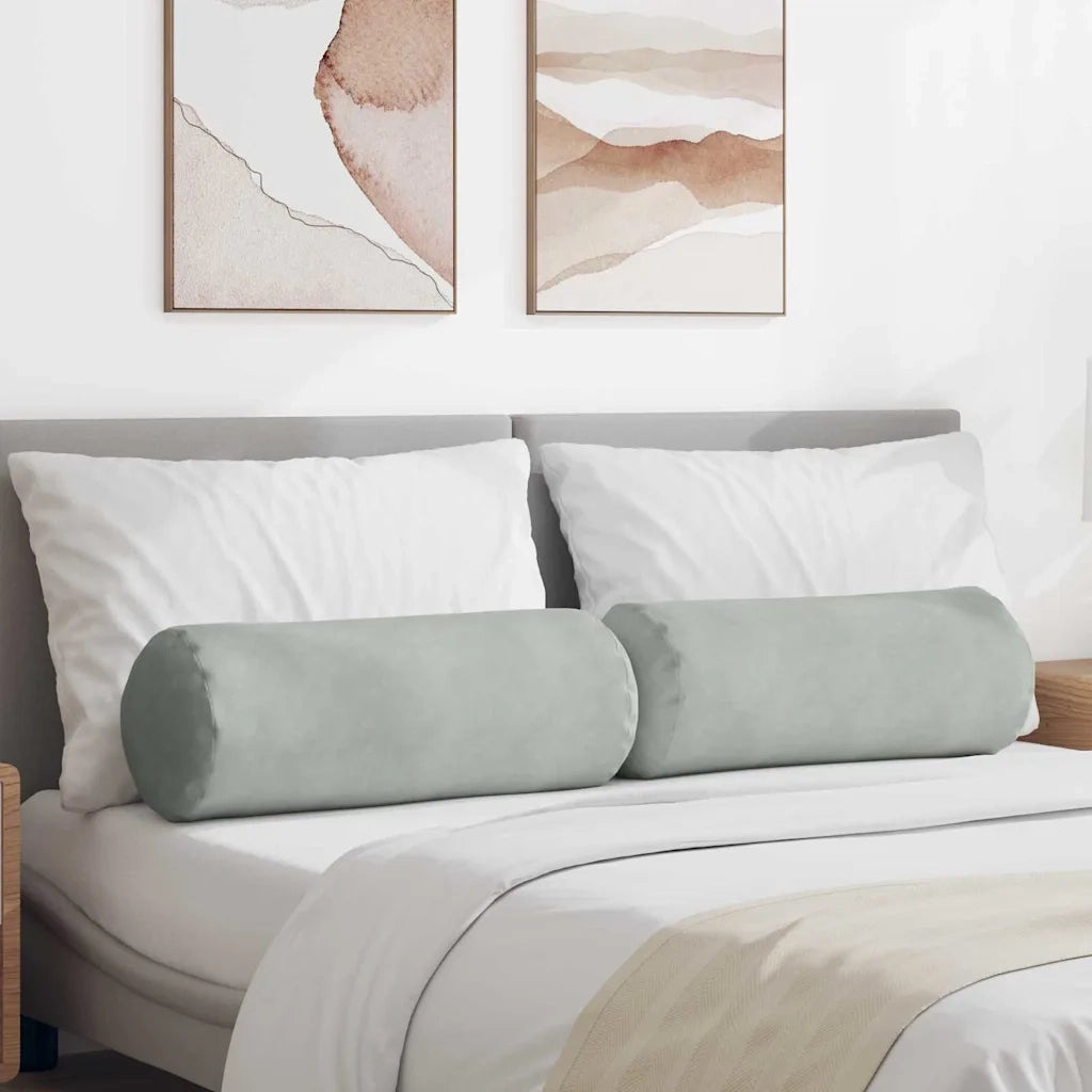 Cuscini a rullo 2 pz | Cuscini per sedie Grigio chiaro ? 25 x 70 cm