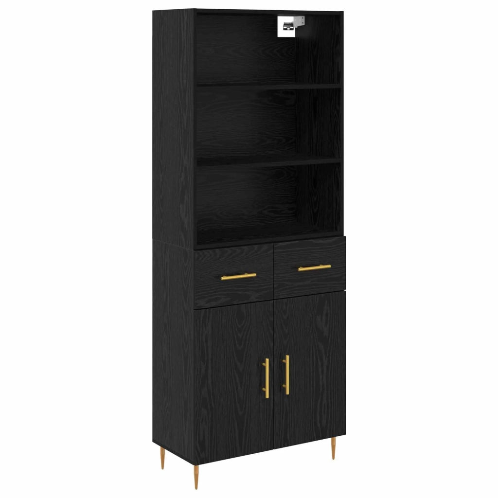 Credenza-Buffet-Armadio da cucina Rovere Nero 69,5 x 34 x 180 cm Legno multistrato 829834