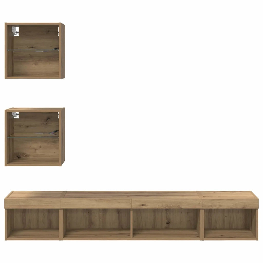 Mobile Porta TV con LED 5 pz-Credenza per TV Rovere artigianale 656534