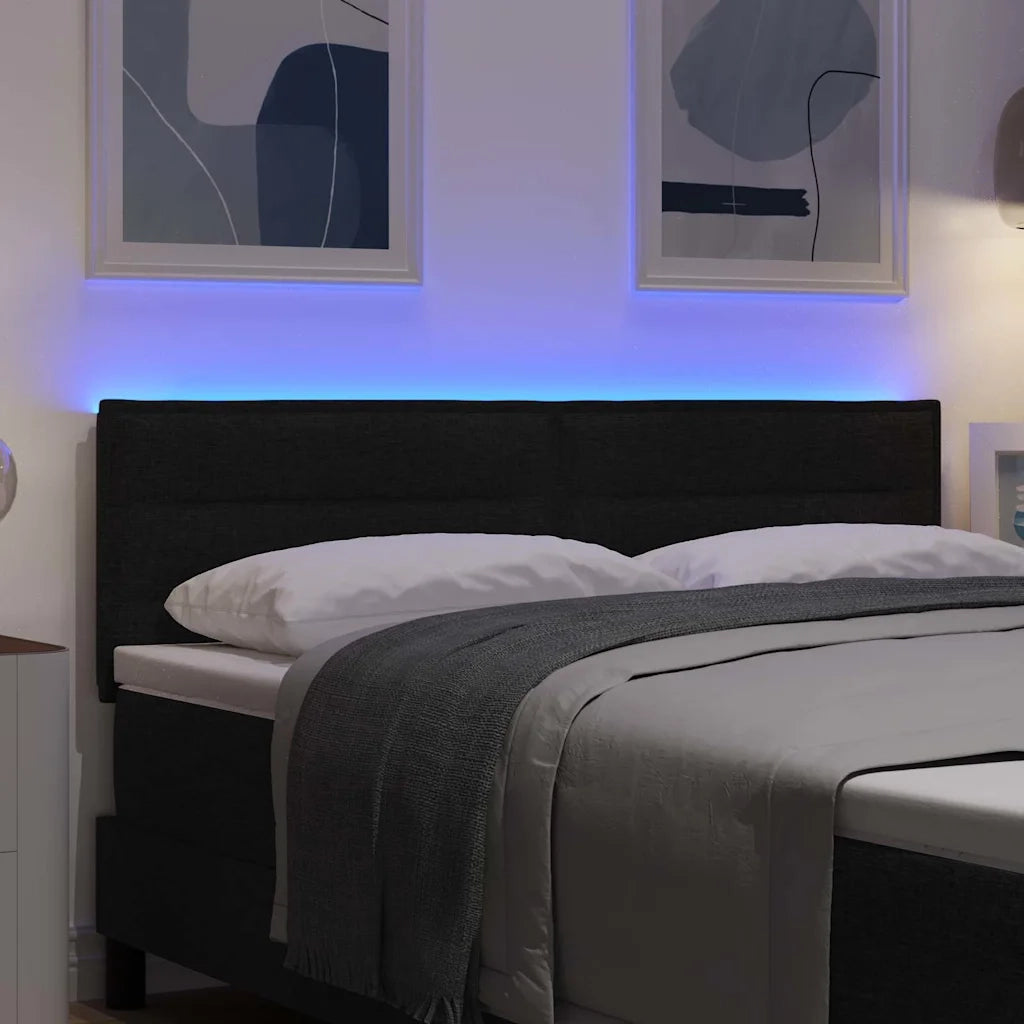 Testiera | Testata LED con strisce LED con Testiera | Testata Nero 160 cm Tessuto