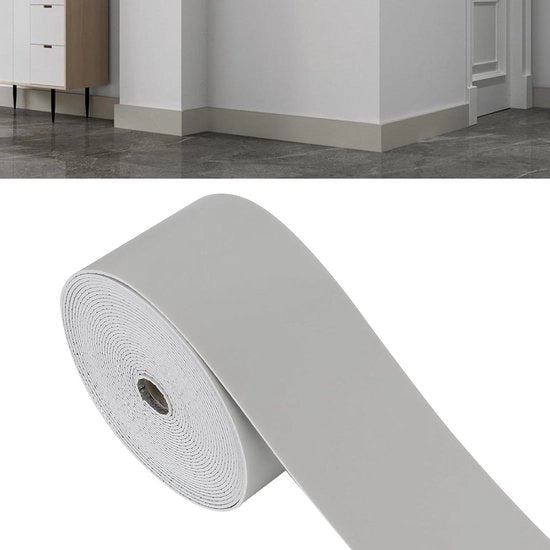Plint flexibile adesivo - PVC, impermeabile - 10 cm largo - decorazione per parete - grigio, 10 cm x 5 m