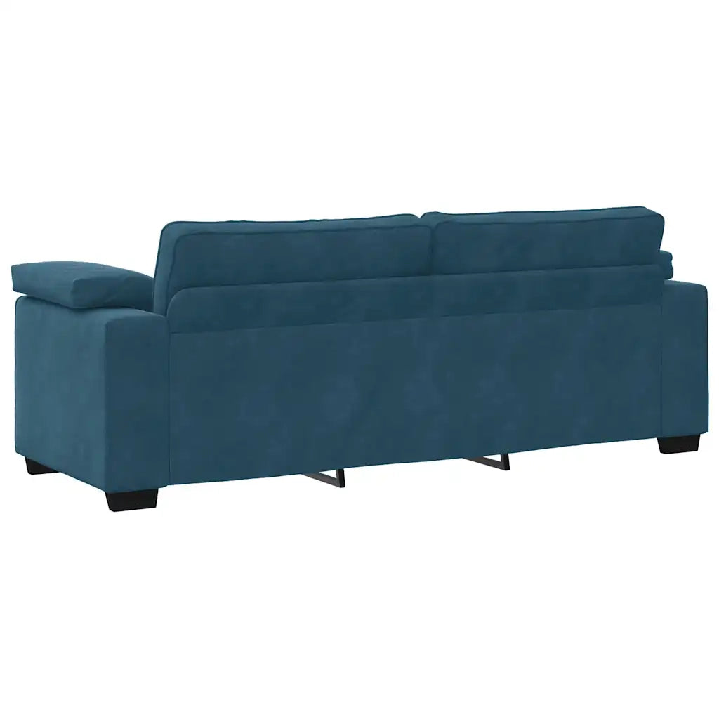 Divano a 3 Posti-Sofa 3 Posti Blu 178 cm in Velluto