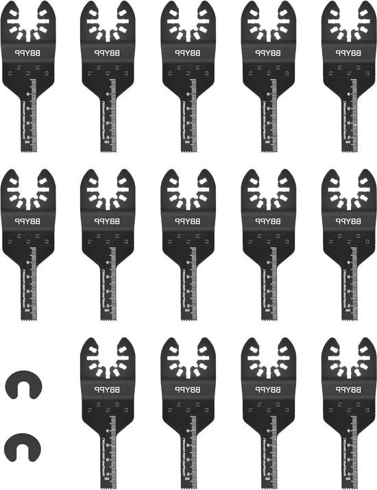 14 pezzi di lame a scorrimento oscillante per multitool universale - chiusura rapida per legno, piastrelle di gesso, gesso e PVC lame a scorrimento oscillante