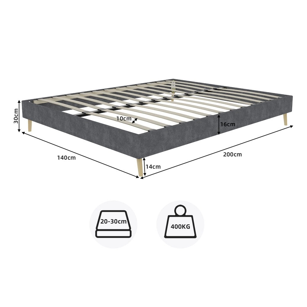 Letto Contenitore ¨C MINIMAL ¨C Velluto Grigio 140x200