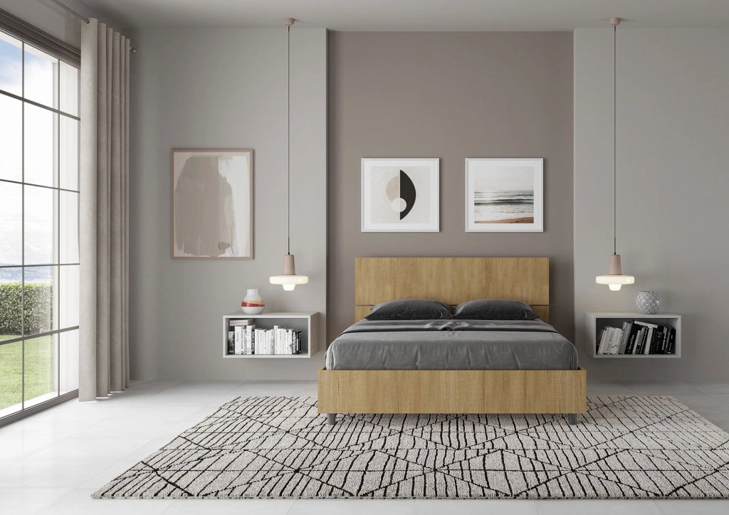 Letto Matrimoniale Francese 140x200 cm Senza Rete Testata Dritta Demas Quercia Natura