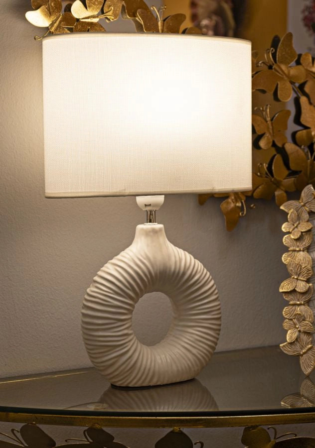 LAMPADA DA TAVOLO SETA BIANCA CM 28,5X15X43