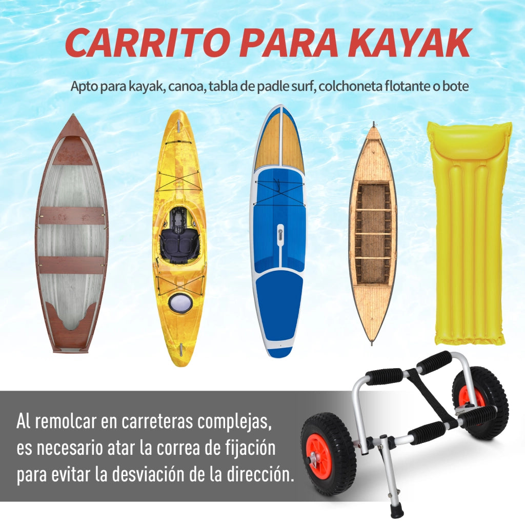 Carrello Trasporto Pieghevole per Kayak ¨C Xylo ¨C Alluminio 75kg 57,5x33x24cm Argento