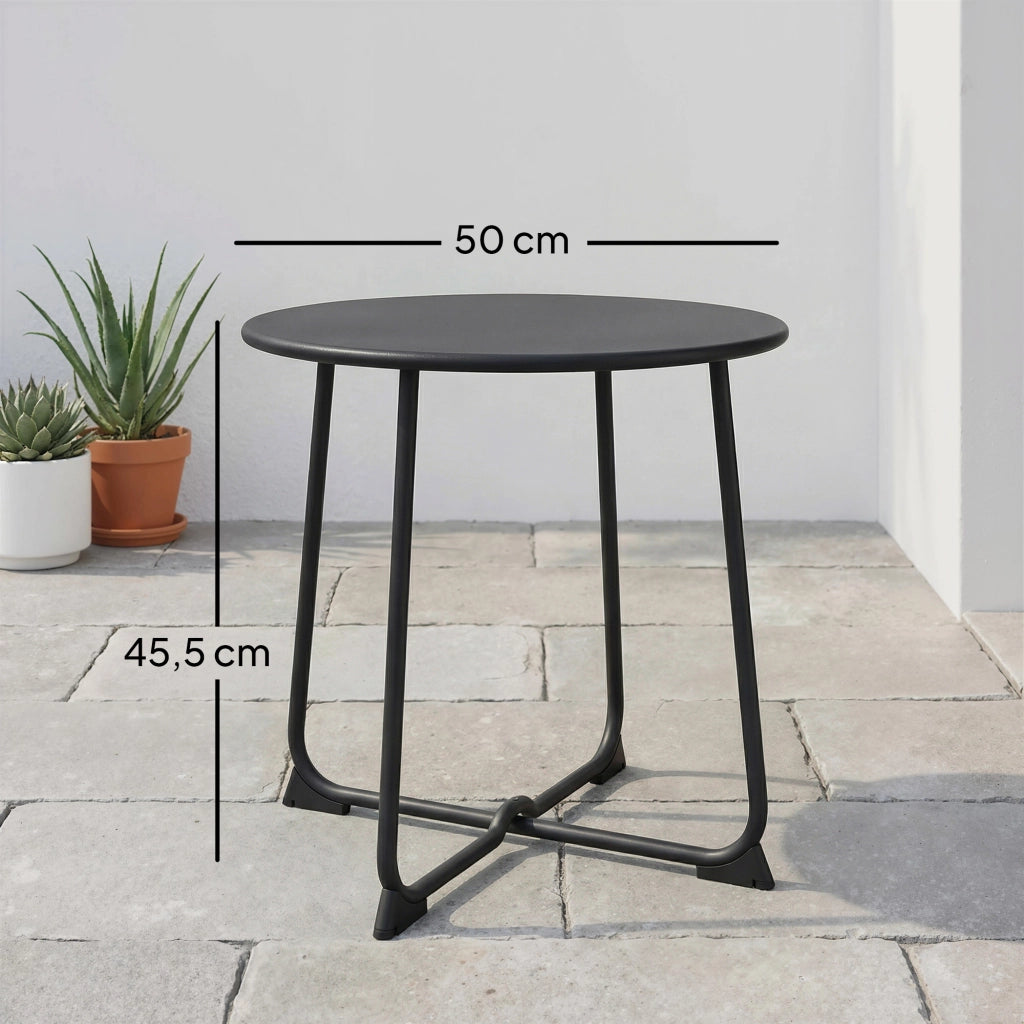 Tavolino da giardino rotondo ¨C Xylo ¨C Base a X in metallo nero ? 50 x 45,5 cm