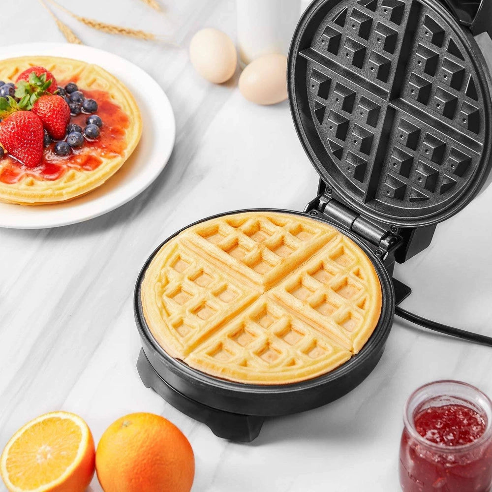 Trade Shop - Piastra Elettrica Macchina Waffle Maker 1000w Griglia Piastre Antiaderenti Nero -