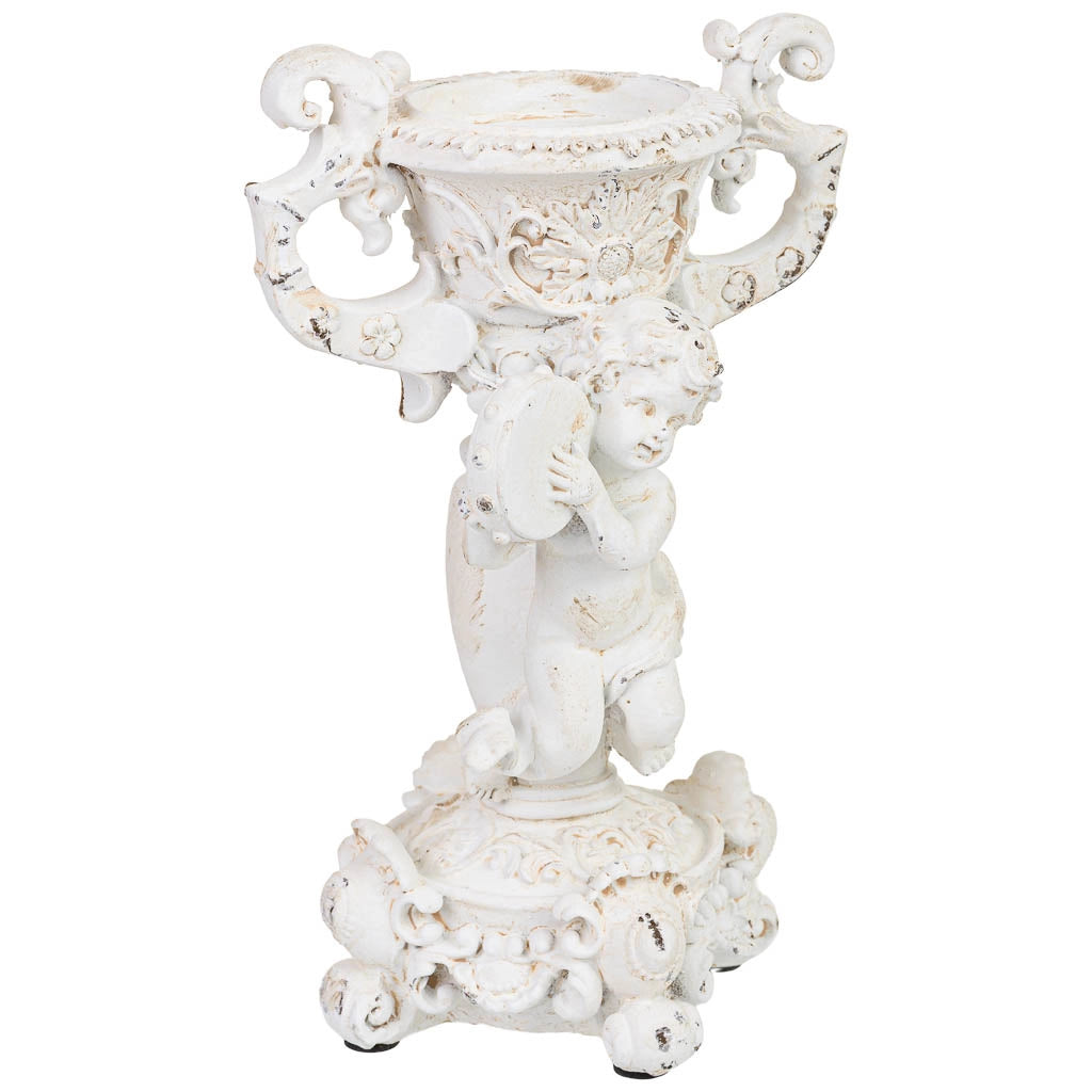 Candele a forma di angelo in resina bianca, 17x15x27,5 cm