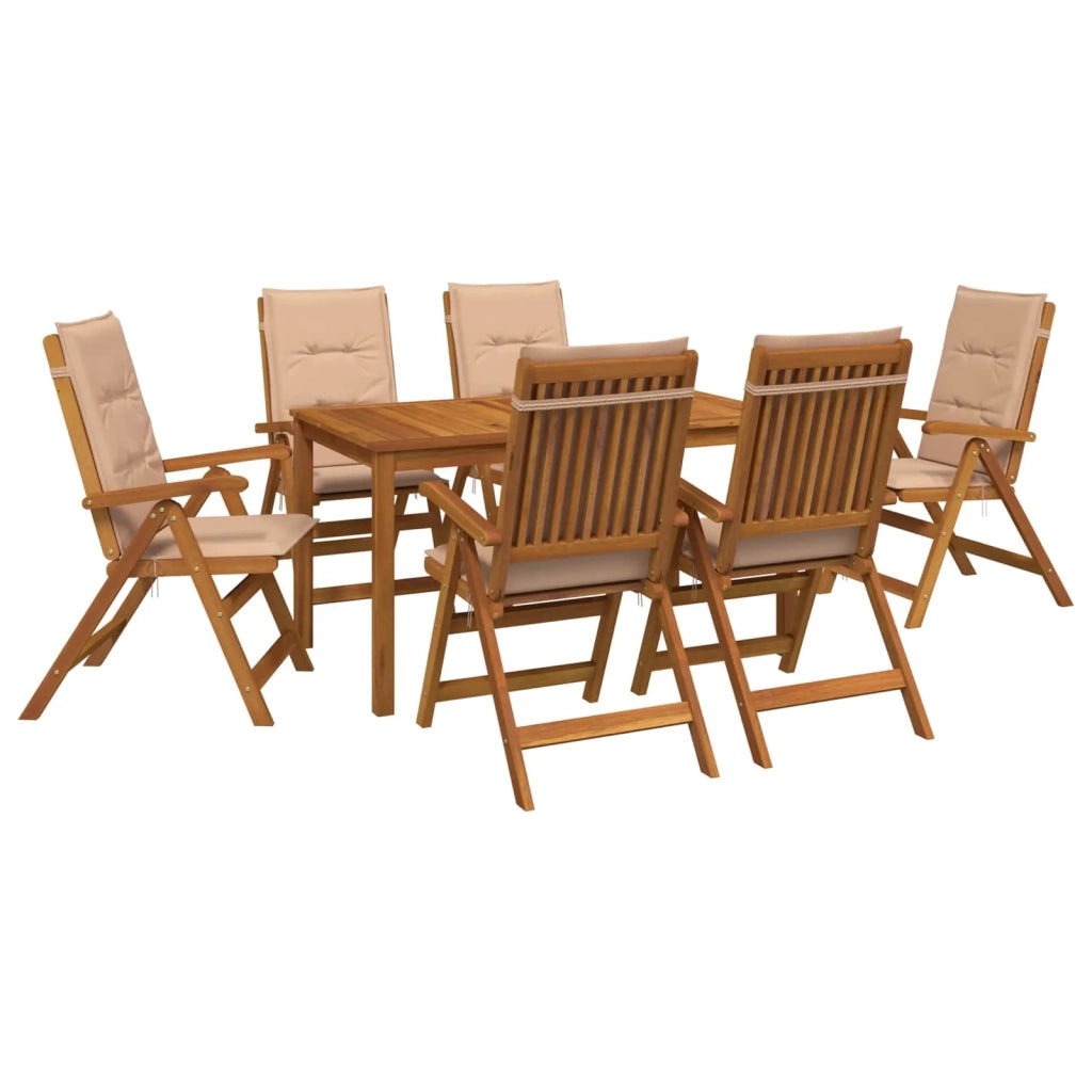 7-Piece Garden Dining Set Naturale Legno di Acacia Massello 3434562