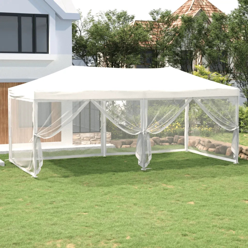 Tenda per Feste Pieghevole con Pareti Laterali-Tenda Gazebo Bianco 3x6 m 809663