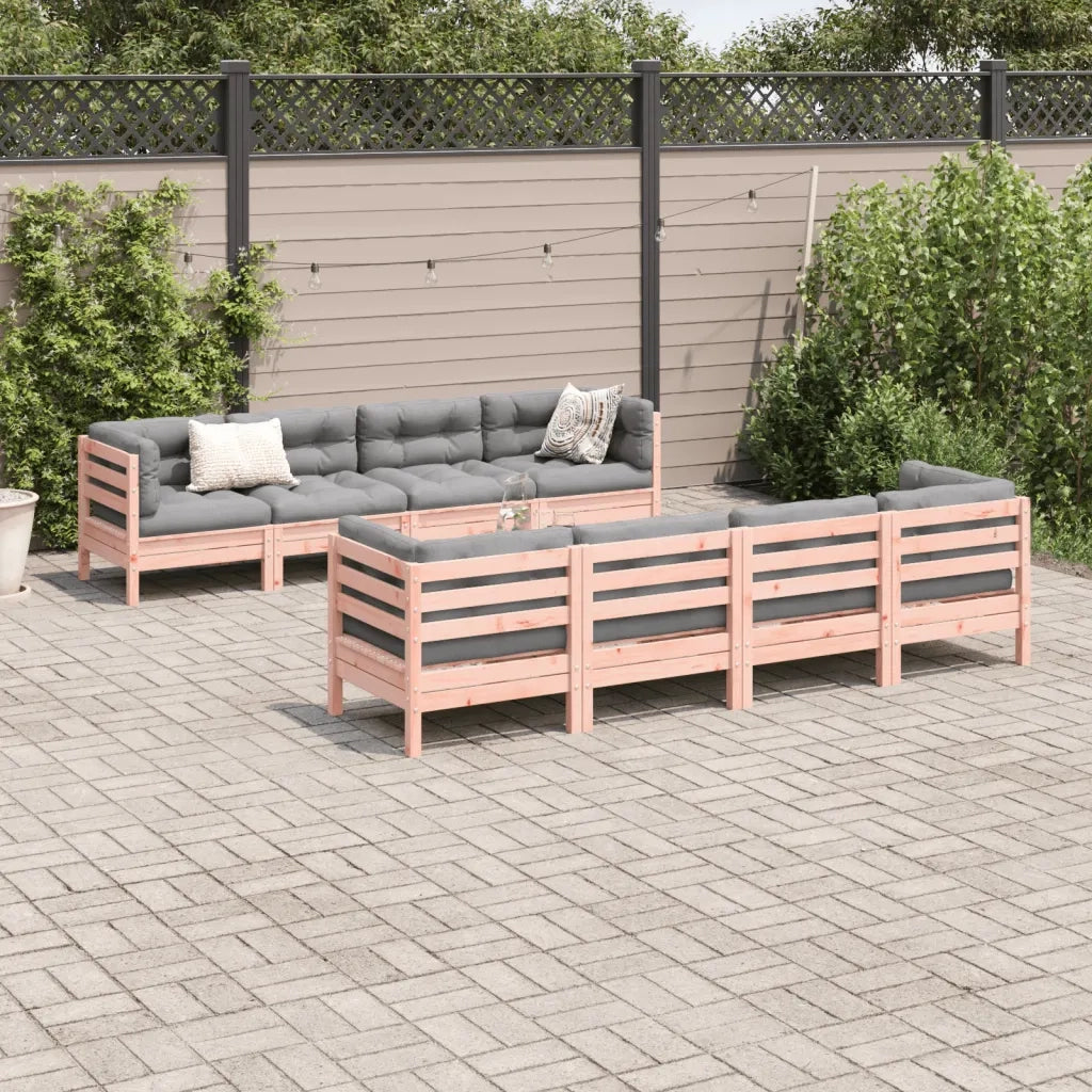 Set Divani Giardino 9 pz Cuscini Legno Massello Abete Douglas