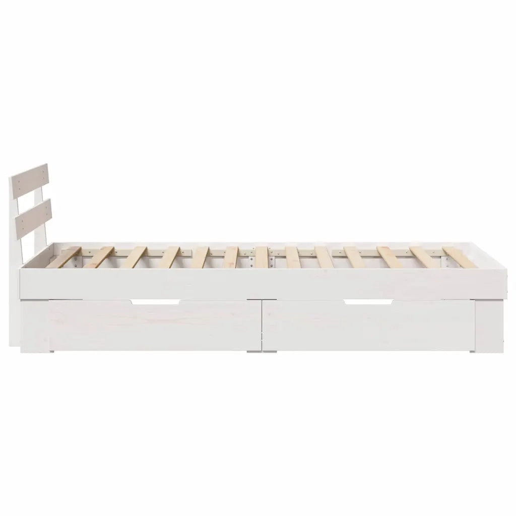 Letto singolo | Letto per adulti | Struttura del letto Bianco 100 x 200 cm Pino massello