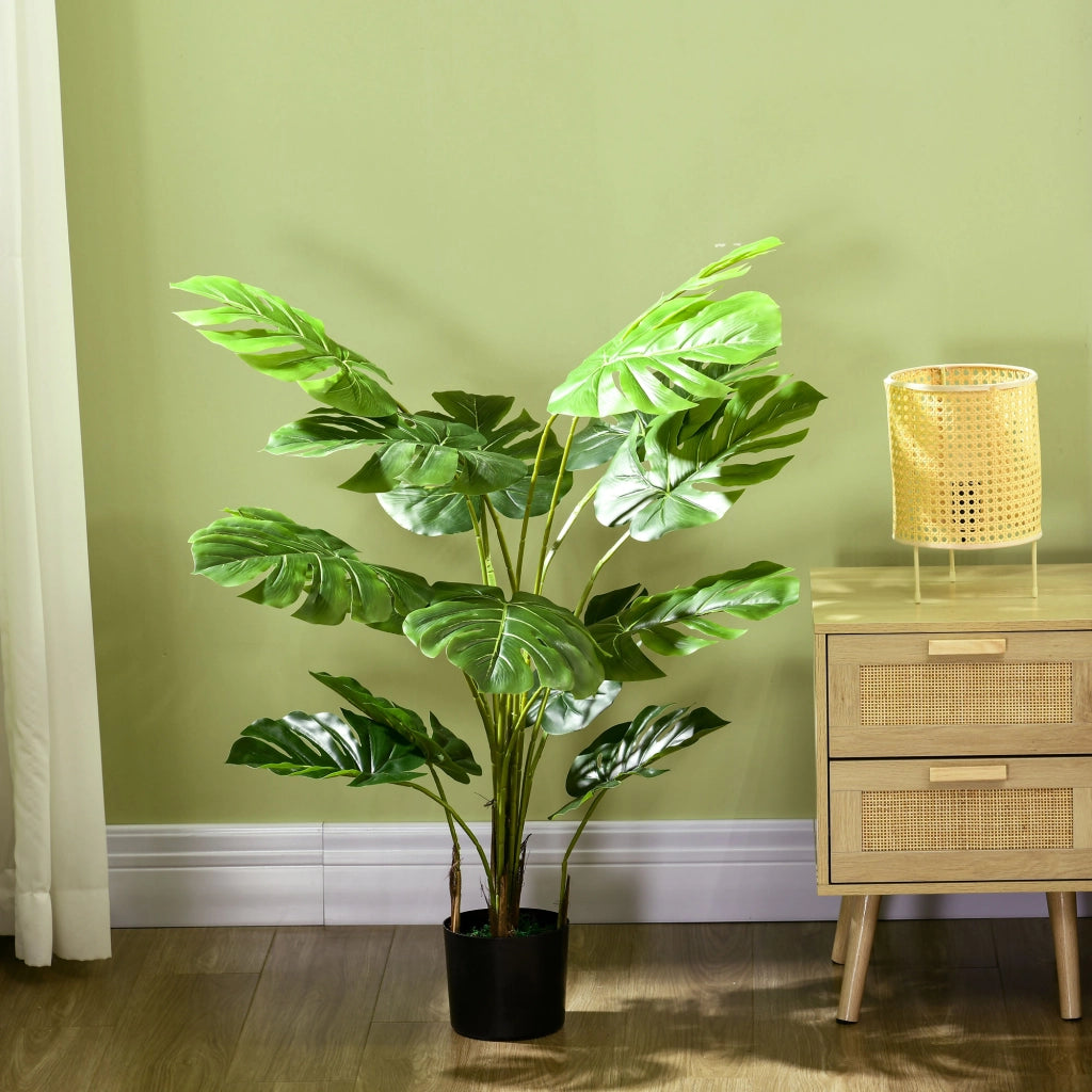 Pianta Artificiale Monstera Deliciosa ¨C Xylo ¨C con Vaso, Altezza 120 cm, Verde