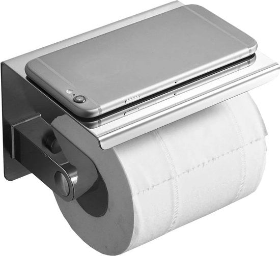 Sostegno per carta igienica con contenitore per telefono in acciaio inossidabile per la stanza da bagno (monorotaia, argento)