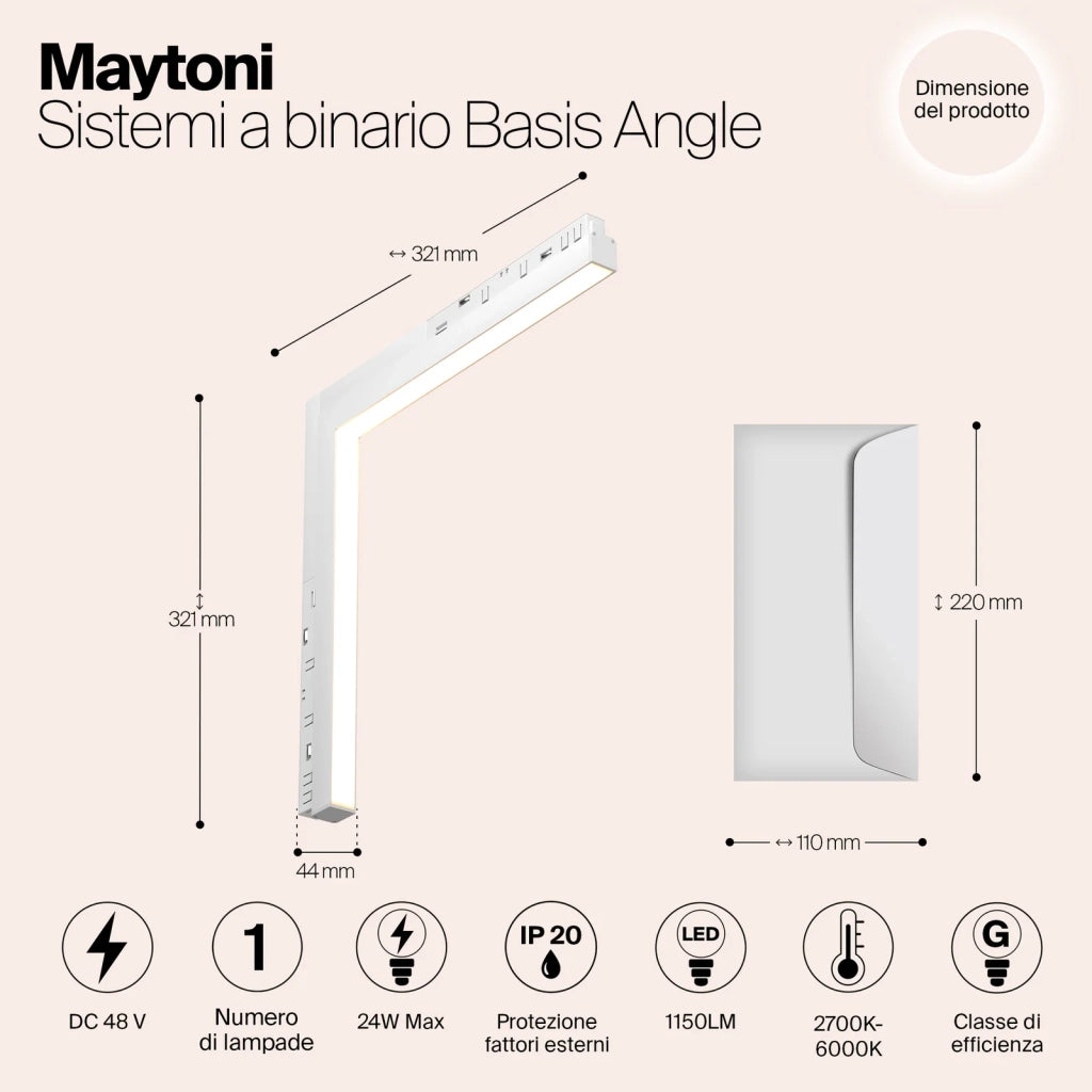 Maytoni lampada da binario Exility Basis Angle 1 luce LED integrato bianco alluminio