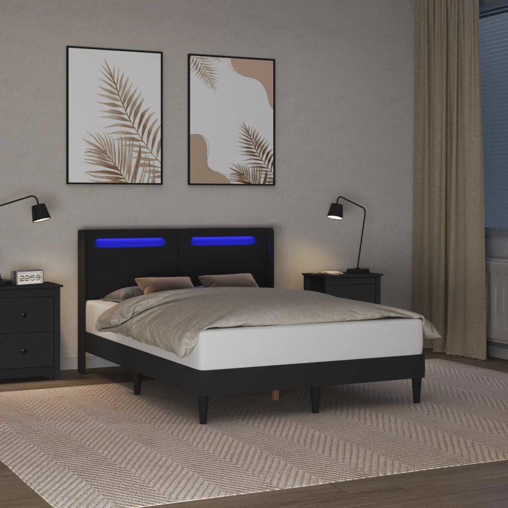 Struttura del letto con testiera-Giroletto Nero 120 x 200 cm Similpelle 641758