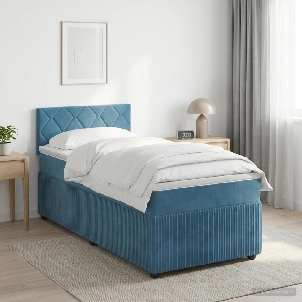 Letto box spring con materasso Blu Scuro 80 x 200 cm Velluto 3451575