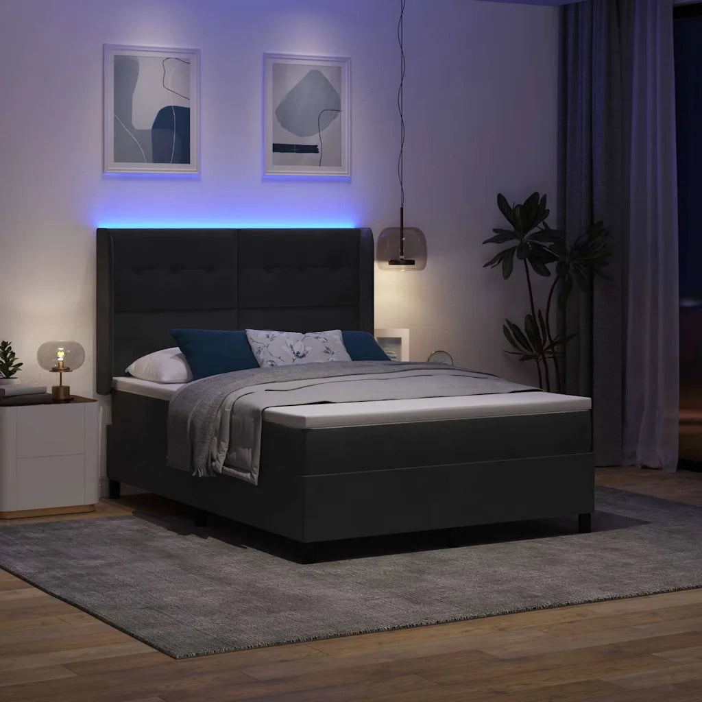 Letto a molle con testiera Nero 140 x 200 cm Velluto