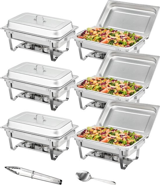 Cassa da servire calda - 6 pezzi - 53x32.5x6.5cm - Argento