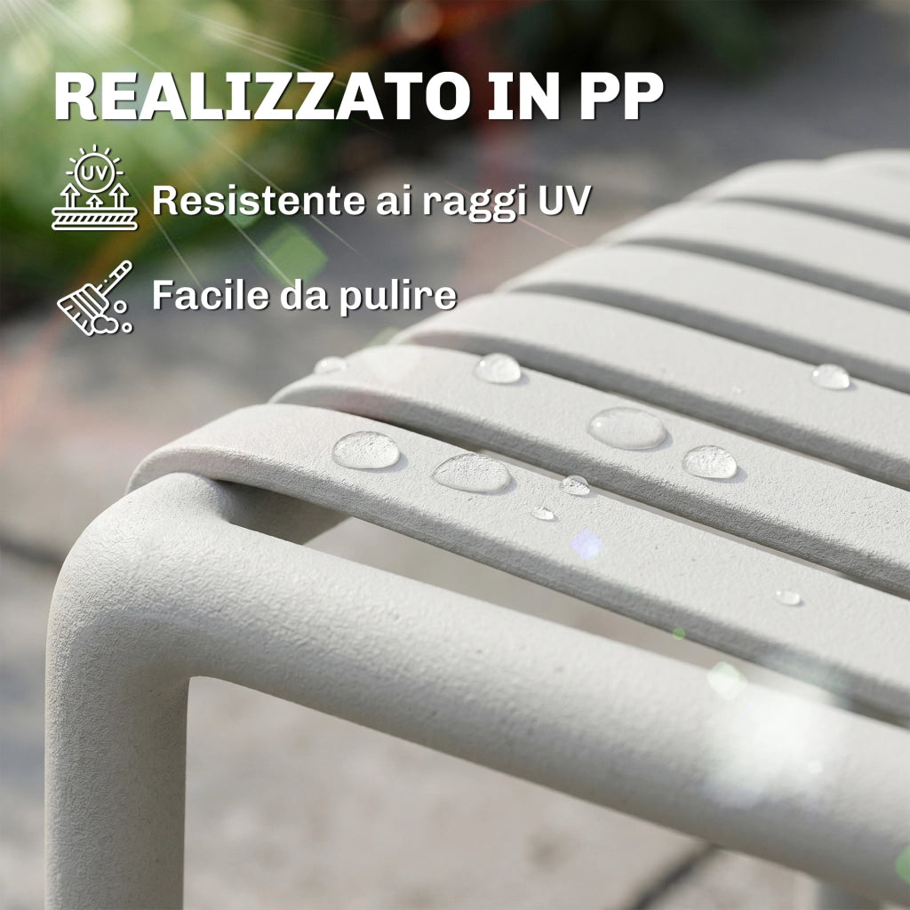 Set di 4 Sedie da Giardino Impilabili con Braccioli. Design a Doghe in Plastica. Grigio