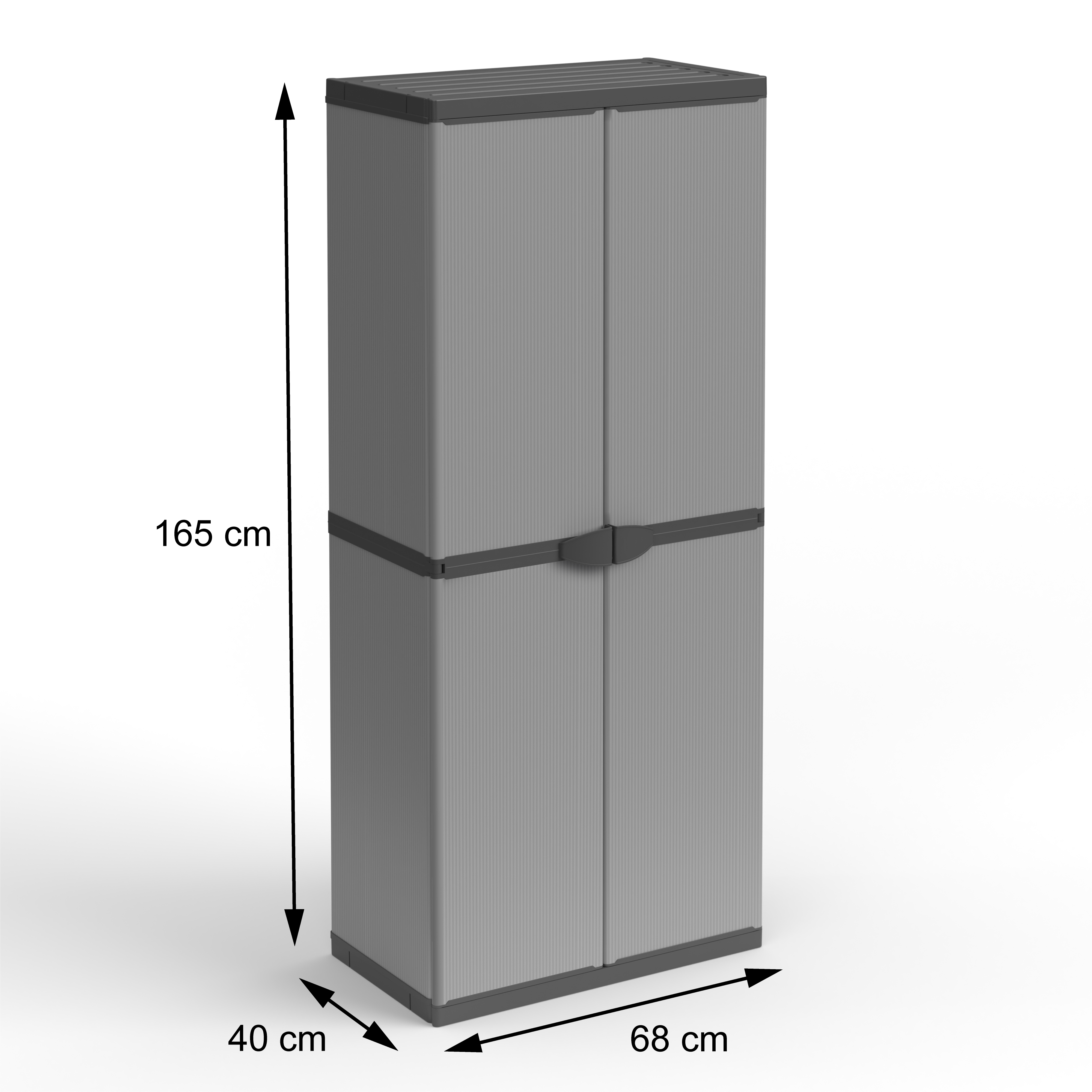 Armadio portascope in resina 2 ante, ripiani regolabili (interno/esterno) 68x40xH165 cm