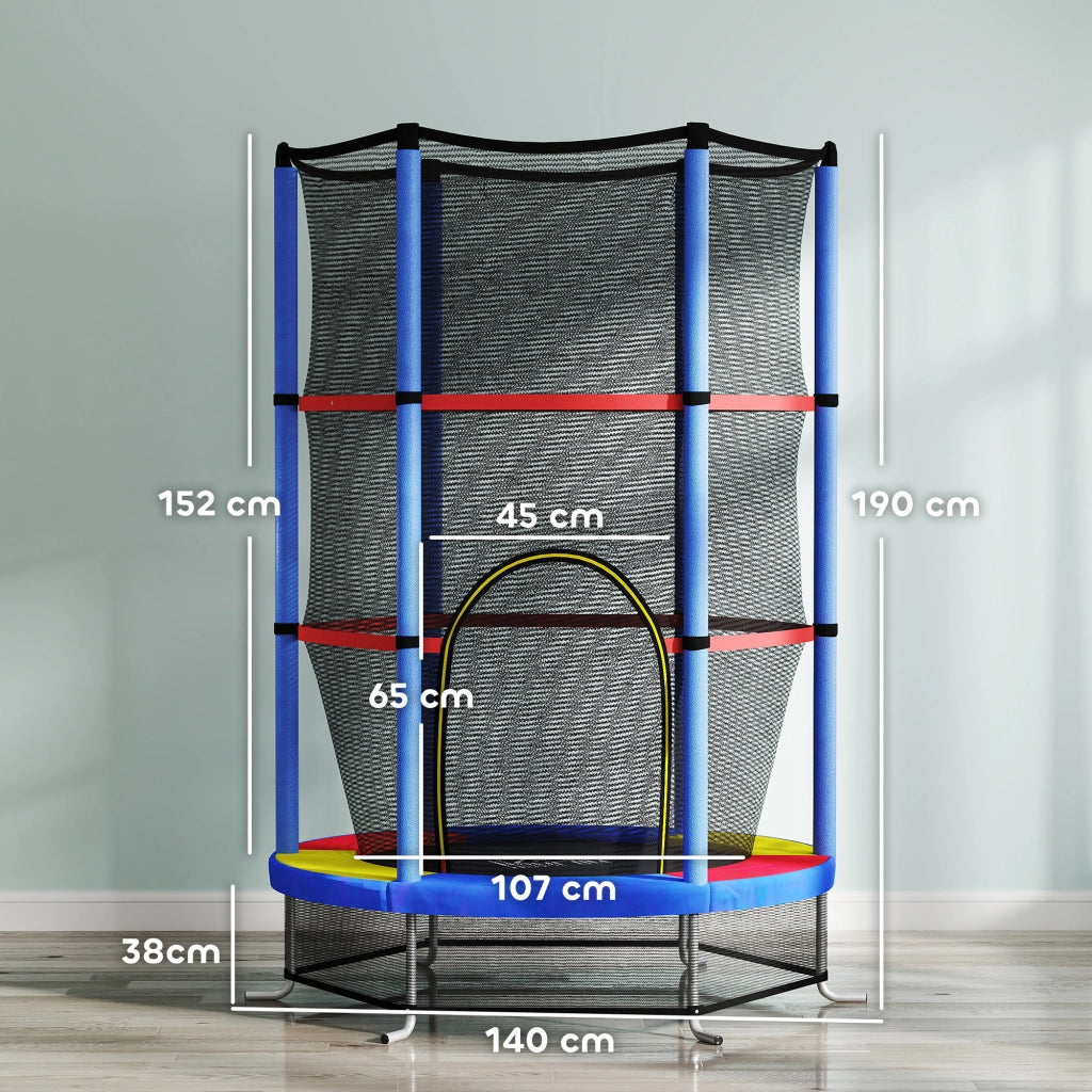 Trampolino elastico per bambini con rete di sicurezza ¨C zephmum ¨C 140x190 cm, multicolore