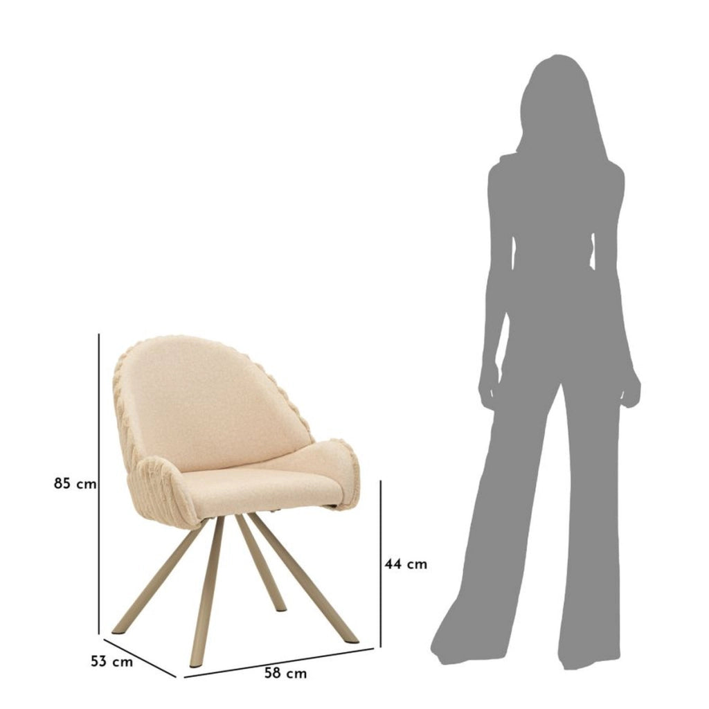 Set di 2 Sedie VKH885, Beige, Poliestere, 58x53x85 cm