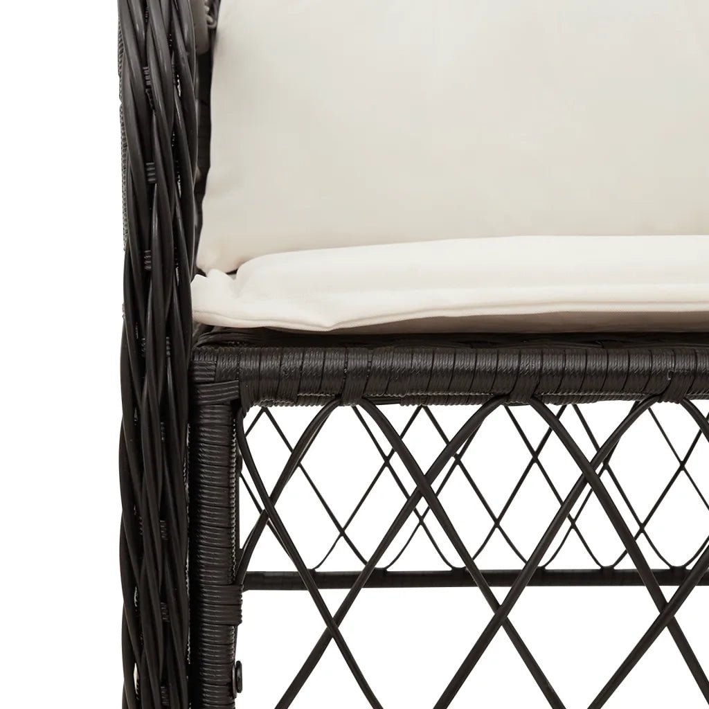 Set da Pranzo da Giardino 5 pz Nero con Cuscini in Polyrattan 3212085