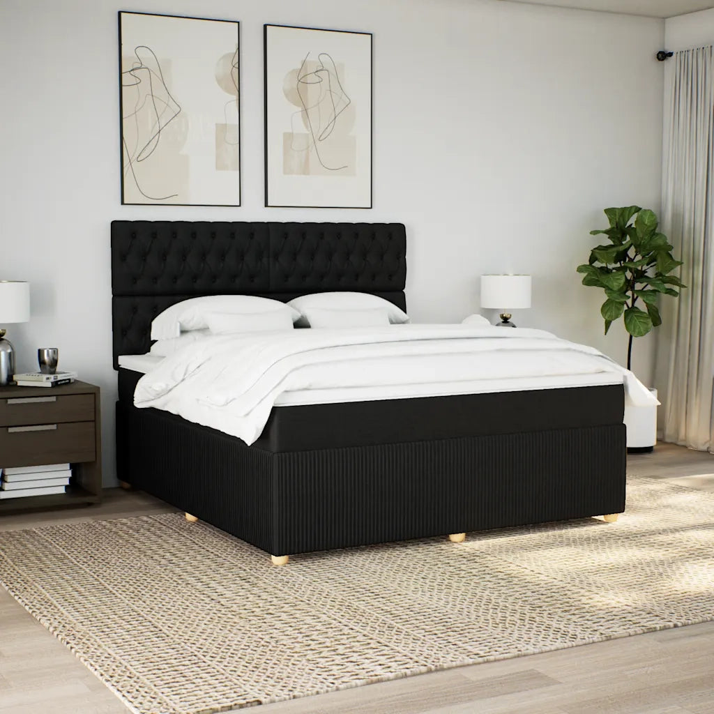 Giroletto a Molle con Materasso Nero 180x200 cm in Tessuto