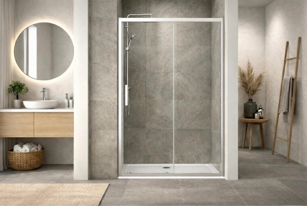 Box doccia a nicchia 105 cm porta scorrevole apertura laterale H195 cm ALBA Cromato