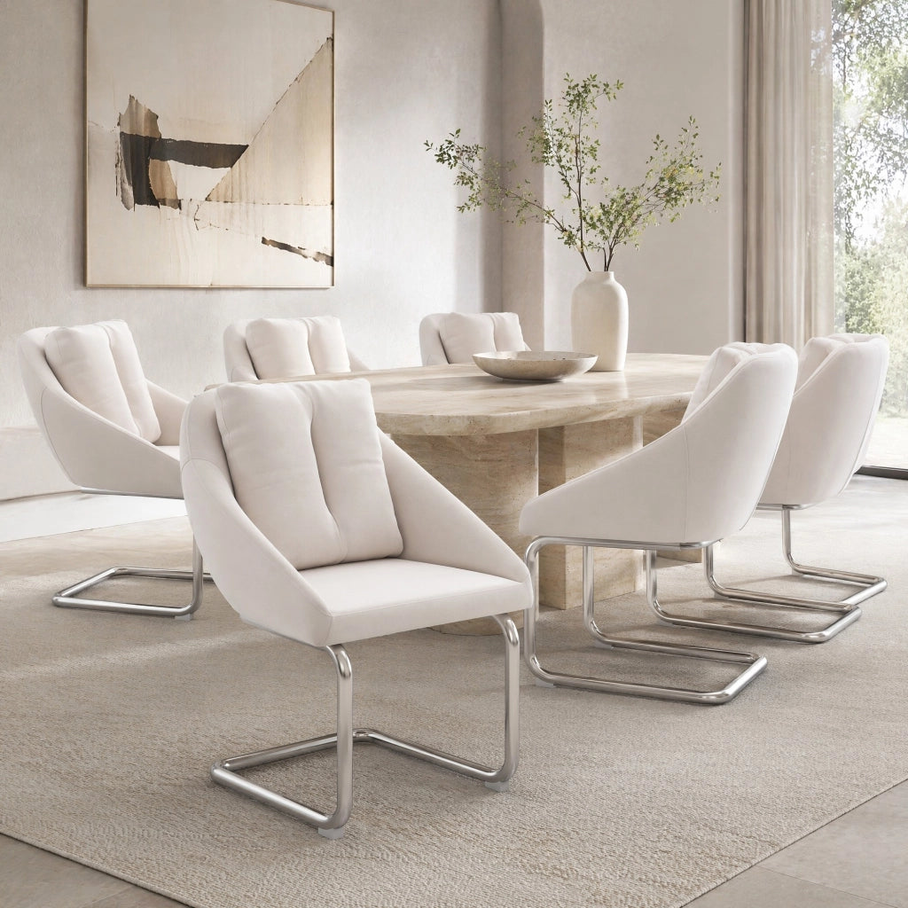 SEDIA in velluto beige Set da 6 pezzi