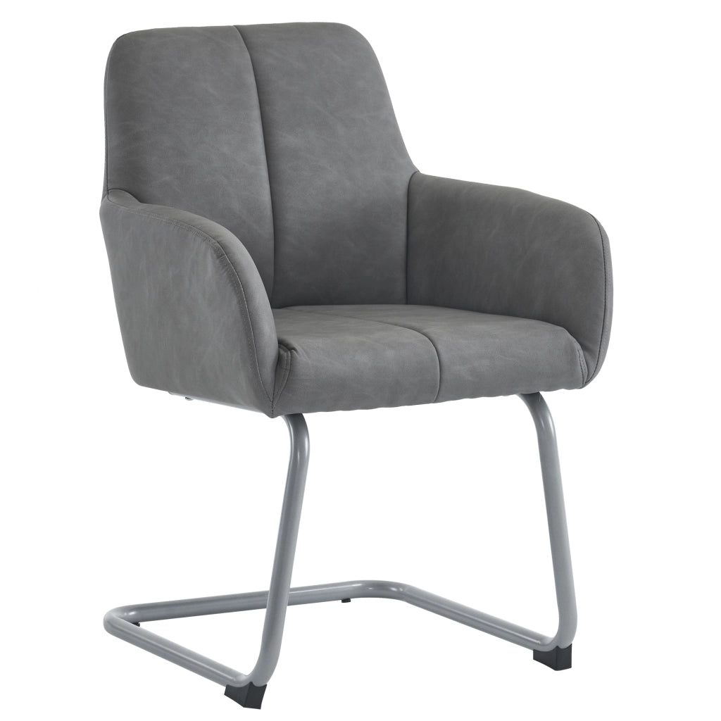 Sedia da pranzo set 4 - Zephmum- Moderna con gambe in acciaio curve grigio