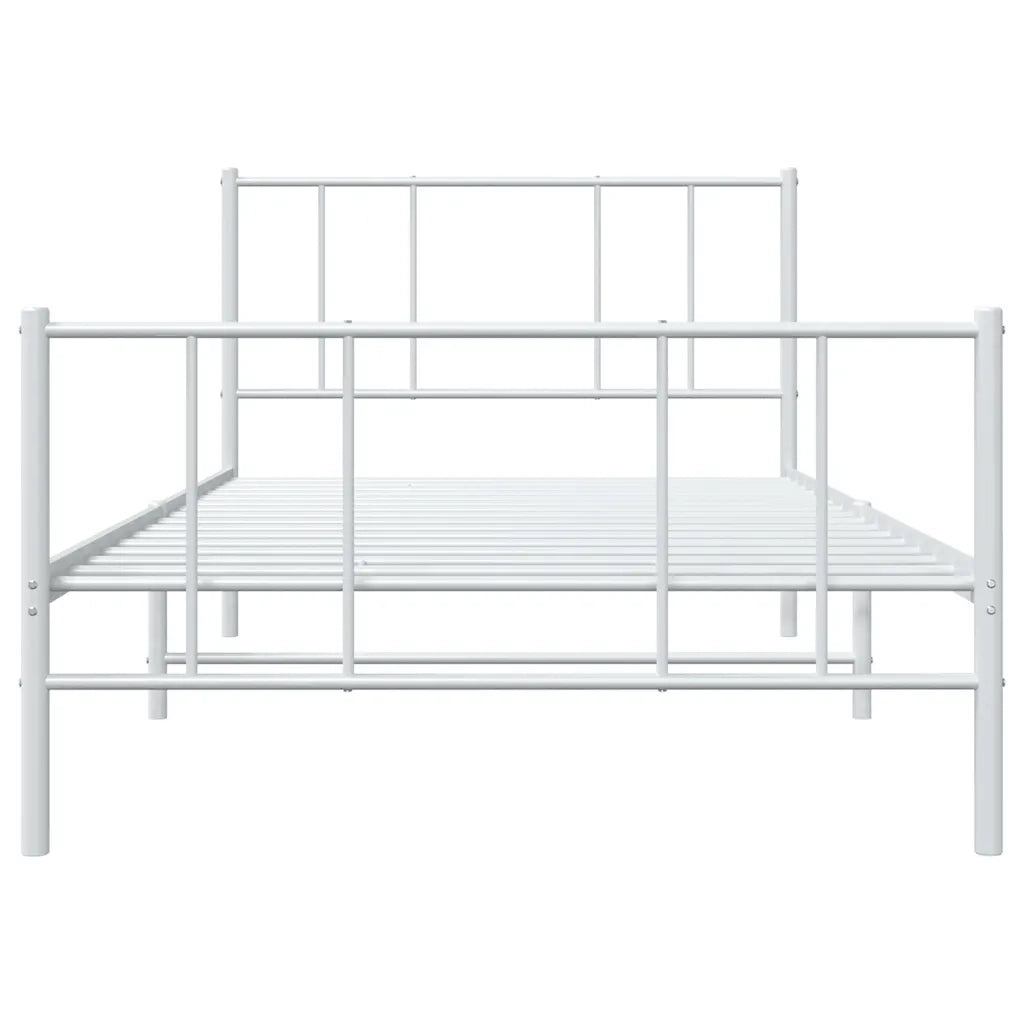 Letto singolo | Letto per adulti | Giroletto con Testiera e Pediera Metallo Bianco 80x200 cm