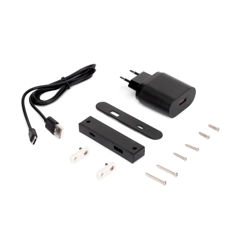 Multiconnettore estraibile Vertikal Push 60, diametro 60 mm, 3 prese Schuko, 1 USB tipo A, 1 USB tipo C, Acciaio e Tec..