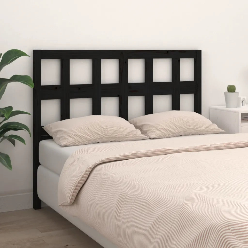 Testiera per Letto-Testata-Testiera Decorativa Nera 165,5x4x100cm in Legno Massello di Pino 911858
