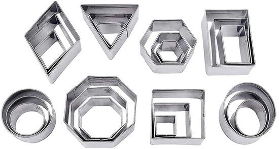 Set di stampi per biscotti mini geometrici, 24 pezzi di stampi per biscotti metallici, forme geometriche semplici, mini-mold, attrezzo da forno DIY, Natale
