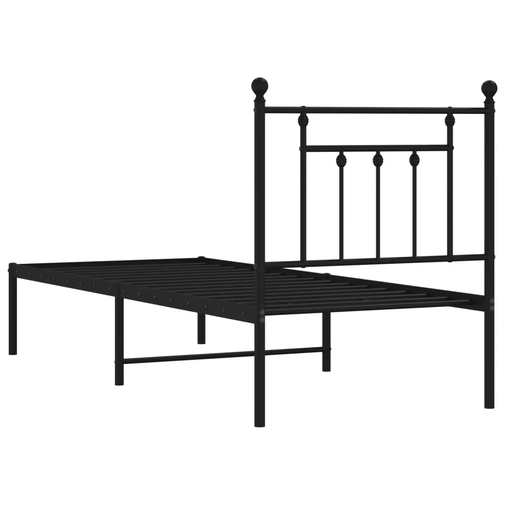 Giroletto con Testiera-Struttura Letto con testiera in Metallo Nero 75x190 cm 263955
