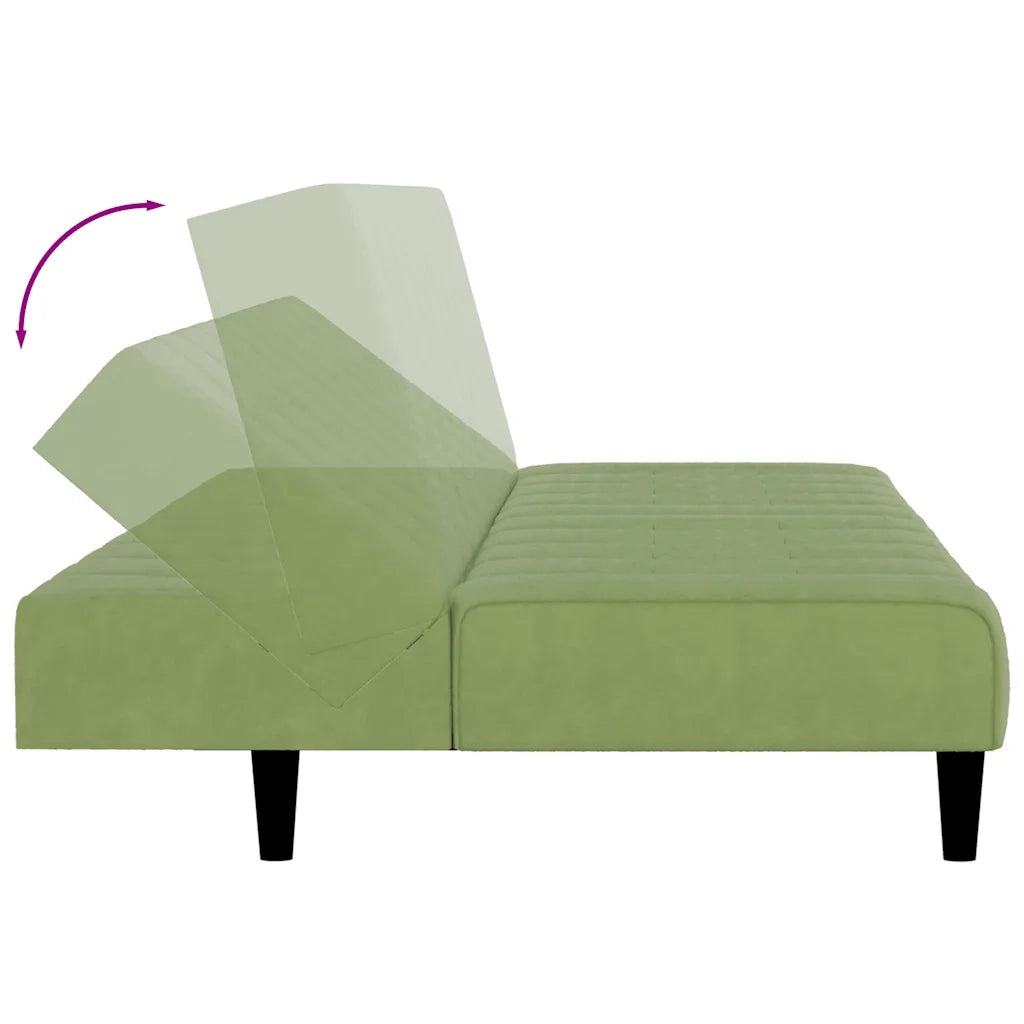 Divano Letto a 2 Posti Verde Chiaro in Velluto 375766