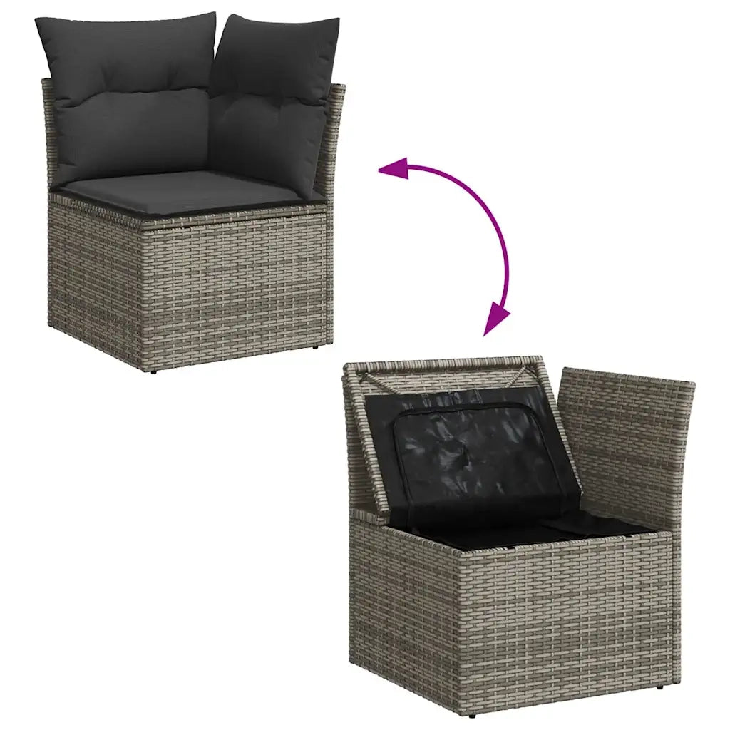 Set Divano da Giardino 9 pz con Cuscini Grigio in Polyrattan 3325746