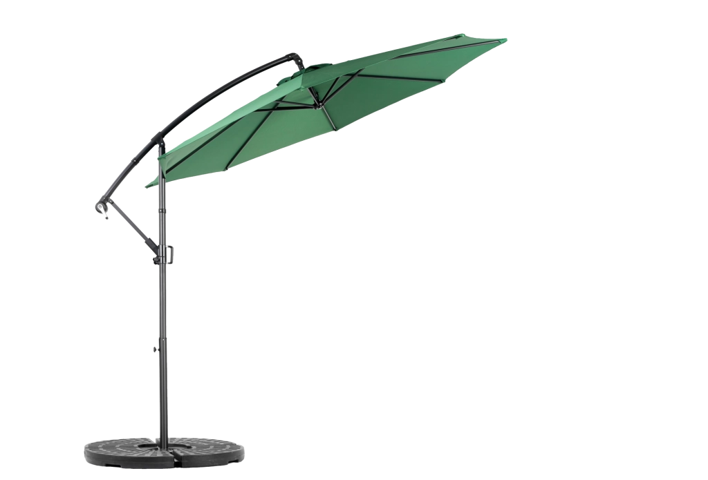 Ombrellone decentrato da 10 ft con sistema a manovella e inclinazione; verde scuro