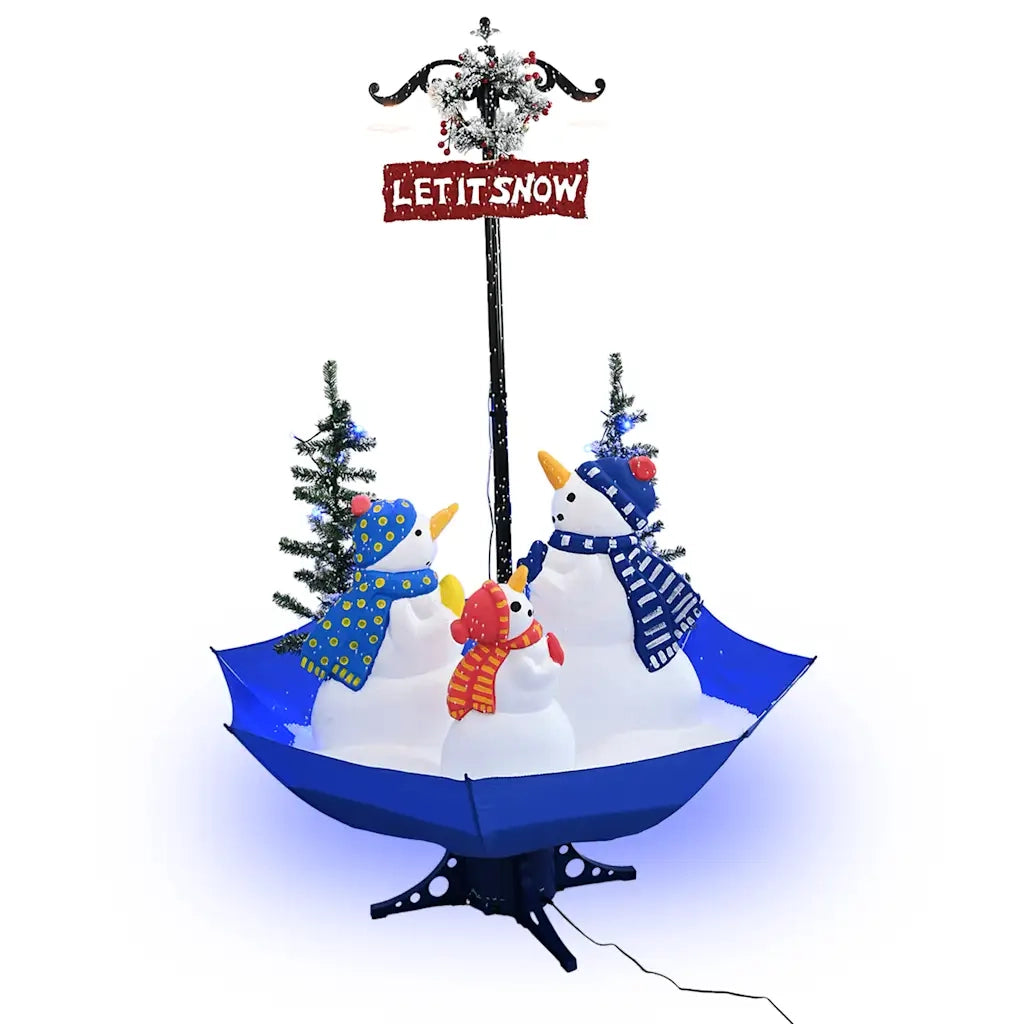 Albero di Natale con Nevicata e Base ad Ombrello Blu 170 cm PVC 289930