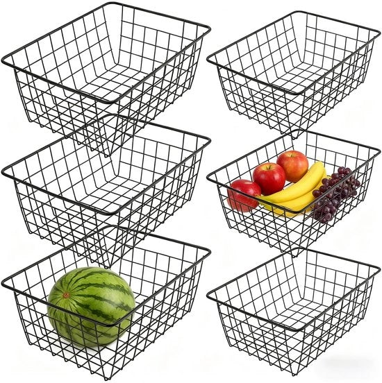 Set di 6 contenitori per cavi in metallo - Organizzatore per bagno/ufficio - Capacità di accumulo - Dimensioni 28x22x12cm/36x29x16cm - Opak