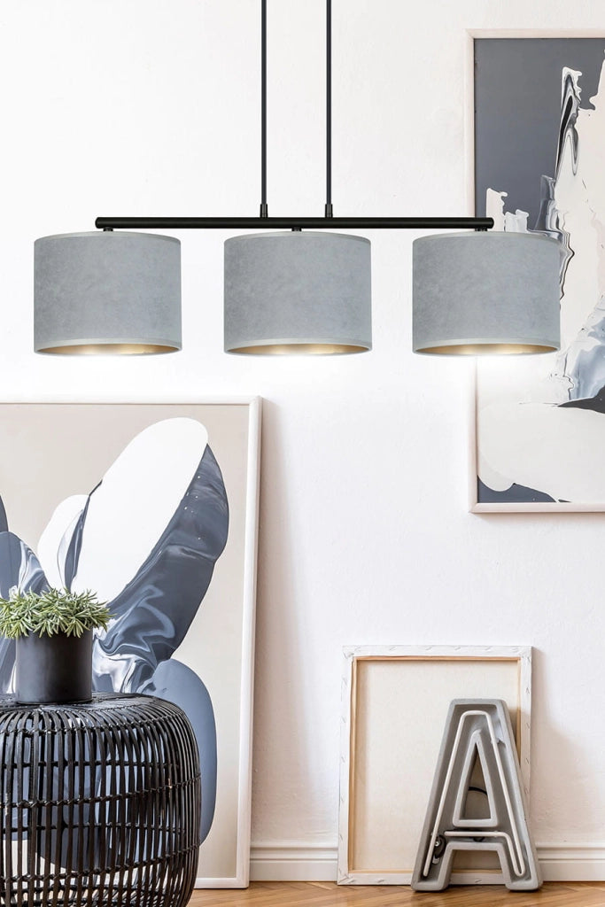 Emibig Hilde lampadario 3xE27 grigio oro nero dimmer