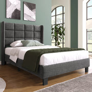 Letto Singolo Imbottito con Testiera e Rete a Doghe ¨C MINIMAL ¨C Grigio, 90x200