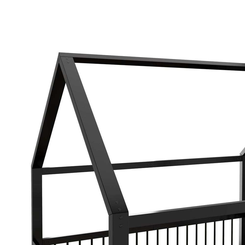 Letto Singolo in Metallo per Bambini ¨C Xylo ¨C Nero, 140x200 cm, Senza Materasso