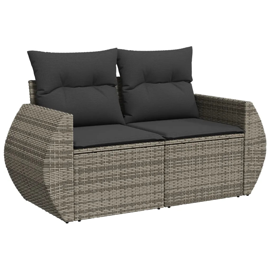 Set Divano da Giardino 8 pz con Cuscini Grigio in Polyrattan 3225122
